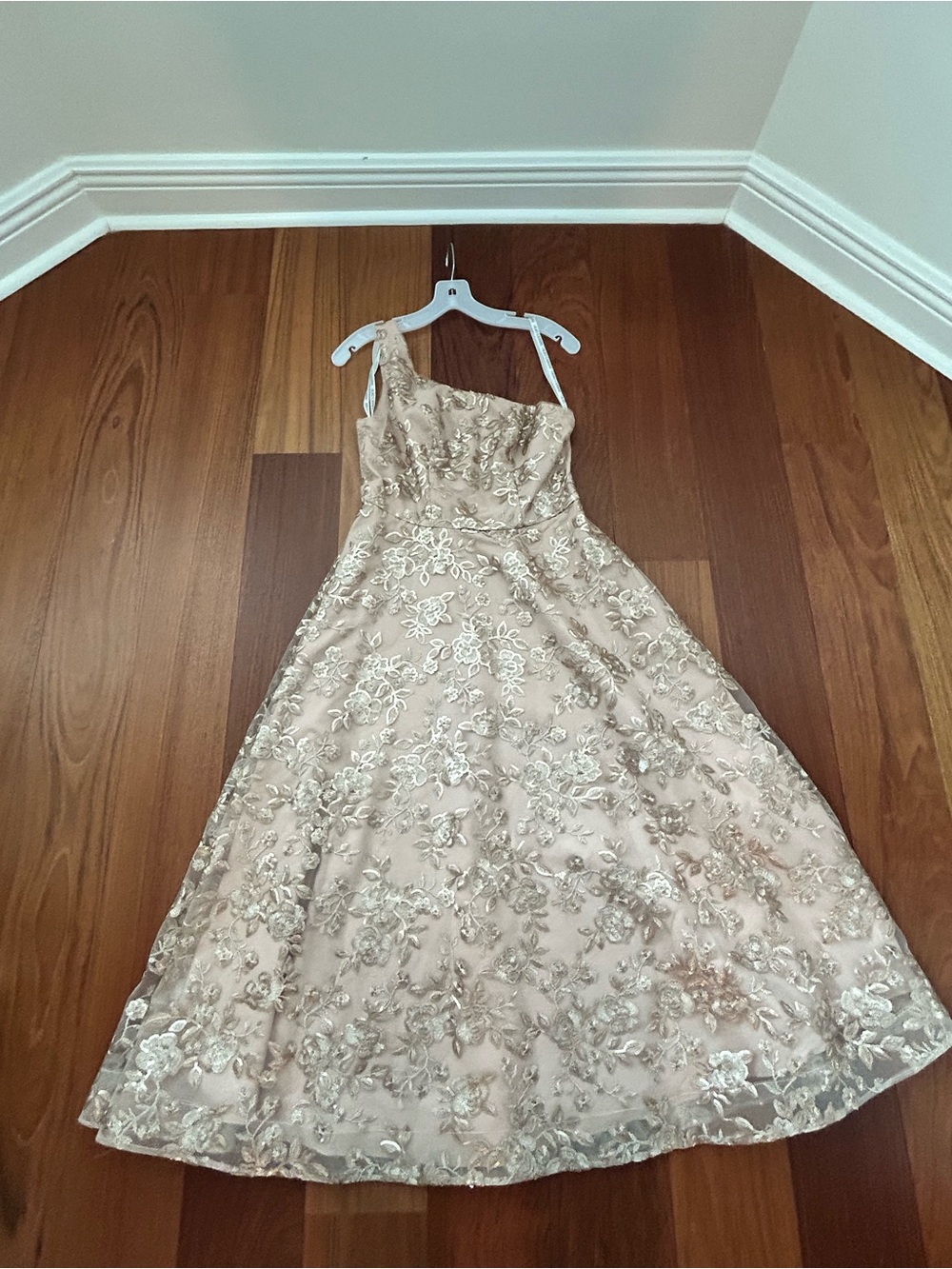 Oleg Cassini Blush Pink Sequin-Trim Dress